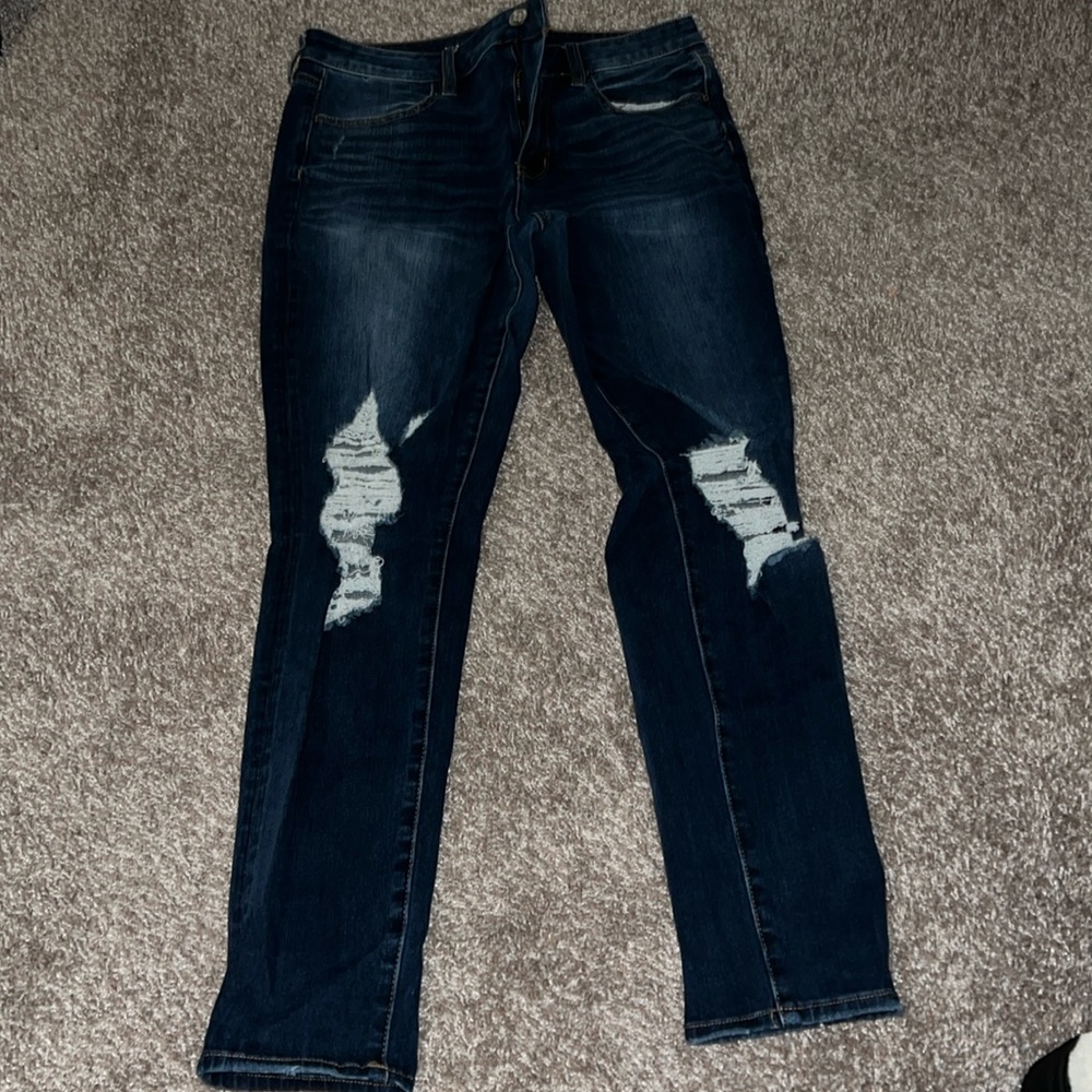 Dark blue ripped jegging
